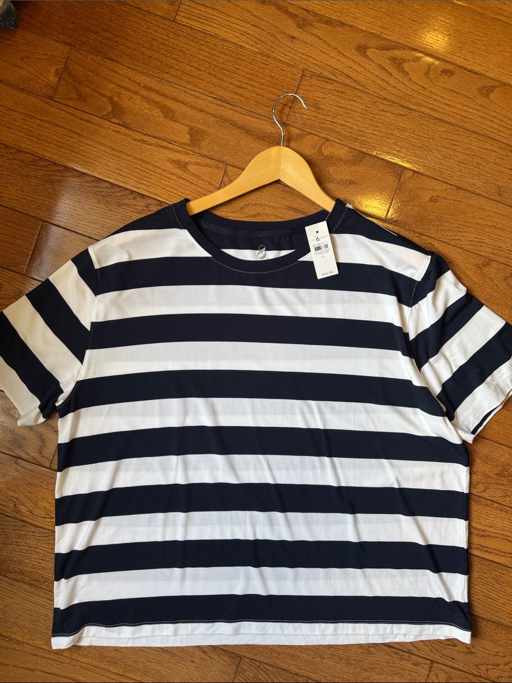Loft Lou & Grey Striped Navy and White Crewneck T-Shirt NWT